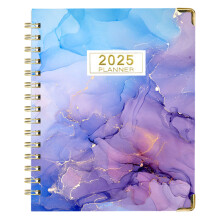 2025Diary, 2025A5Diary Wochenübersicht, Januar 2025 – Dezember 2025, Rosa, Blau und Lila, Spiralbindung, Hardcover, Gummibandverschluss, 21,5 x