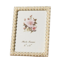 Special Moments Capture Pearl Decorated Crystal Inlaid Photo Frames, 10", Silver, Clear View Preservation, Easy Installation, Ideal For Romantic Home