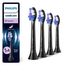 Testine di ricambio per spazzola - Philips - S2 Sensibile - Confezione da 4 - Nero - Setole ultra-morbide