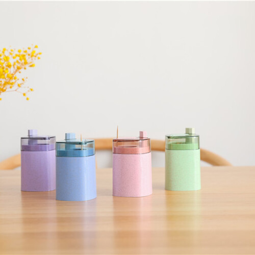 Straw Toothpick Can Automatic Holder Container For Home Blue 2