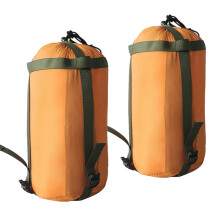 10 L Stuff Compression Sacks Nylon Sleeping Bag Storage Drawstring With Adjustable Buckles Orange 2Pack For Backpacking