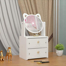 Eleganter Make-up-Organizer mit klarem, hochauflösendem Spiegel, tragbares Design für einen aufgeräumten Schminktisch und Ablagefläche.