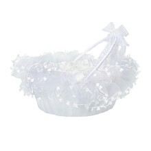 Wedding Lace Flower Girl Basket Pearl Rhinestone Decorative Basket Elegant Vintage-Inspired Flower Baskets for Weddings and Parties