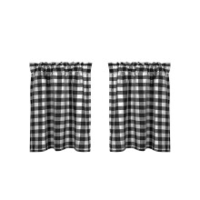 Window Curtains Set for Kitchen and Living Room, Buffalo Plaid Gingham Checkered Pattern Light Filtering Drapes, Semi Sheer Fabric Panels with Rod Poc