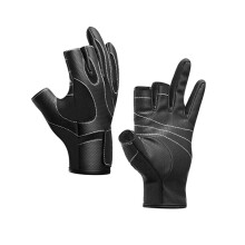 Outdoor HalfFinger Fishing Gloves AntiSlip Palm Polar Fleece Lining Adjustable Wrist Strap Black Sea Fishing