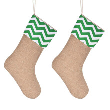 Burlap Christmas Stocking for Decoration and Storage-wave green