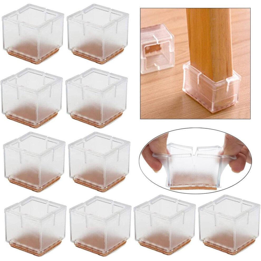 Square Furniture Leg Caps, Clear Transparent Durable Silicone Chair Glide Enhancer For Friction Free Movement, Protects Floors Chair Leg Floor Protect 9198585843301