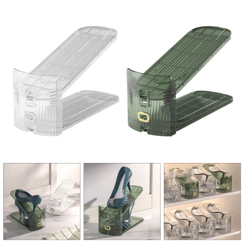 10Pcs Adjustable Shoe Organizers Stackable Holder Space-Clear 2
