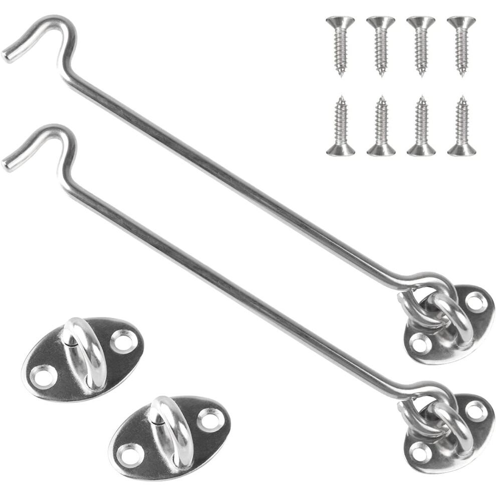 Cabin Hook For Door And Gate, Stainless Steel Rust-Resistant Hook And Eye Latch With Grommets, Wind-Proof Silent Holders For Shed Window Barn Door Sec 9135470045815