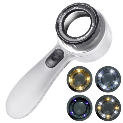 Compacted 30X Magnifier Rechargeable 4 Light Mode For Coin