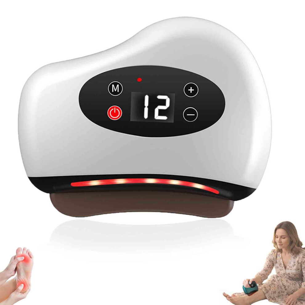 Foot Scraper 4In1 Pro Massager With Heating And 12Speed Vibration Portable Heated Gua Sha Tools White