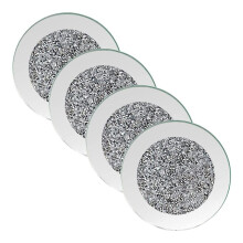 Glass Coaster Set, Sparkling Rhinestones Mirrored Glass Coasters with Protective Back for Home Bar Dining Table, Luxurious Look Decorative Cup Mat for