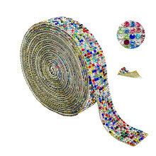 5Yard zelfklevende strasslint 13 mm- Gemengde kleur 6 rijen o