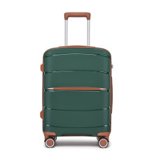 (Green/Brown, 24Inch) 20/24/28Inch Hard Shell 4 Wheels Suitcase Cabin Hand PP Luggage Check In Case
