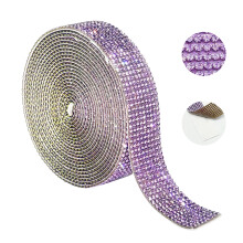 5Yard zelfklevende strasslint 13 mm brede- Spray Violet 6 rijen
