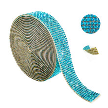 Fonkelende steentjes lint 5 meter- Lake Blue 6-rijige boor