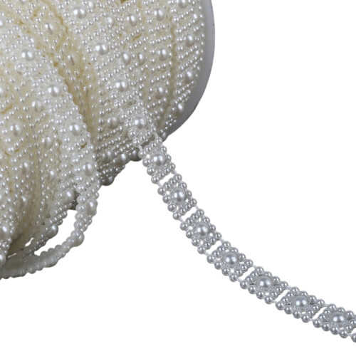 Kunstparels Kralen String Chain voor-Vierkant beige breedte 1