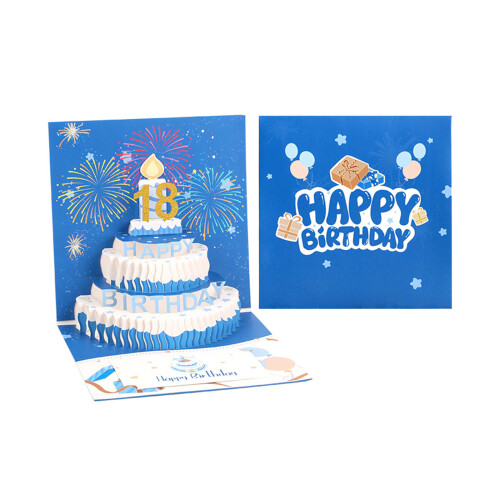 Creative 3D Cake Shape Birthday Greeting Card with Envelope