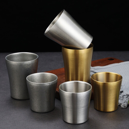 304Stainless Steel Double Wall Drinking Cups-Gold 300ML 2
