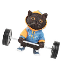 Fitness Katten Beeldje Sculptuur Moderne Kantoren-Blauw Oranje.