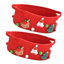 2 stuks katoenen touwmand voor kerstdecoratie decoratieve-Rood