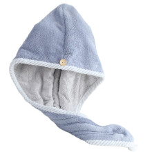 Quick Dry Corals Fleece Hair Wrap Hair Drying Caps-Blue