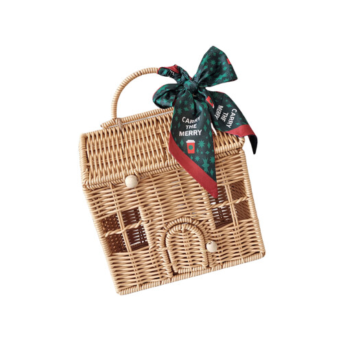 Plastic Wicker Storage Box Handmade House Shaped Rattan-Type B