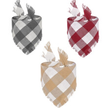 Bandana/cachecol para cães com design de camada dupla, babador triangular reversível em tecido de algodão macio com estampa xadrez tartan,