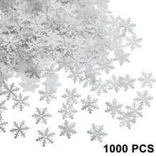 Juhli tyylikkäästi 1000-palaisen lumihiutalekonfettimme avulla, jotka koristavat talvista ihmemaatasi kestävällä kankaalla ja muovilla,