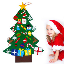 Árvore de Natal de feltro faça você mesmo, decorações iluminadas, cerca de 26 enfeites, árvore de Natal reutilizável para crianças,