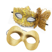 Pack Of 2 Fashion Black Masquerades Mask With Butterfly-Gold