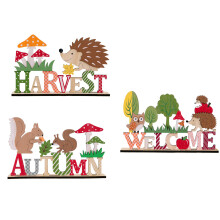 Set mit 3 Tierstatuen aus Holz zum Erntedankfest, handbemalt,