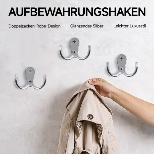 Γάντζοι για κούπες καφέ Robe Hooks, επιτοίχιοι γάντζοι με διπλή ακίδα, vintage εμφάνιση 1
