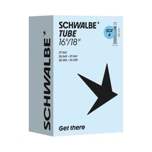 Câmara de ar para bicicleta - Schwalbe - 16/18 polegadas - Retenção de ar superior - Válvula SCV 40 mm - Butilo - 85 g 1