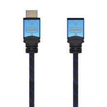 Cable HDMI prolongador - AISENS - 3 m - 4K@60Hz - 18Gbps - Trenzado - Hembra a hembra - Ethernet - Negro/Azul - Cat 6a