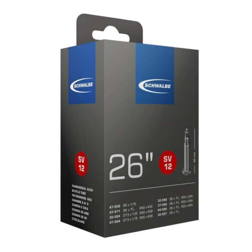 Câmara de ar de bicicleta - SCHWALBE - Schwalbe SCV12 - 26/27,5 polegadas - Butile - Válvula Presta 40 mm