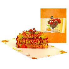 Charmerende 3D-motiverede Thanksgiving-kort, udsøgt tryk og raffineret finish, velegnet til middagsselskaber og gaver, indviklede bogstavdesigns