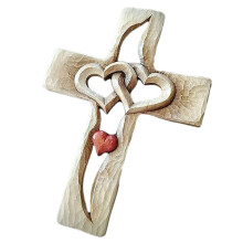 Cruz de madeira de faia europeia para jardim, cruz de madeira feita à mão com fácil instalação, símbolo do amor eterno, cruz decorativa para