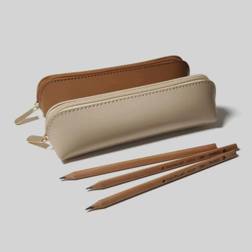 Porte-stylos Design à fermeture éclair, sac de rangement,-brun 2
