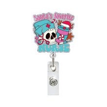Kerst-badgehouder Pailletten ABS Intrekbare badgehouder met-4