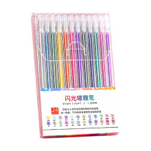 Glittergelpen, 1,0 mm punt, gekleurde tekenpen met-24 kleuren