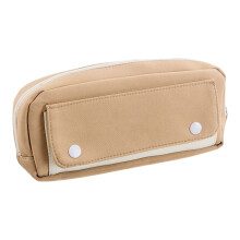 Large Capacity Pencil Storage Bag Zippers Stationeries-Khaki