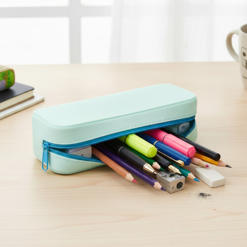 Large Capacity Waterproof Pencil Case Silicone-Light Green 2