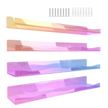 Set of 4 Kids Room Acrylic Book Floating Shelf Multicolored