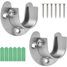 Suportes de varão para armário reforçados para varões de 32,5 mm, soquetes de aço inoxidável fáceis de instalar com design em forma de U,