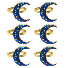 Porta-guardanapos para ocasiões festivas, porta-guardanapos dourados com lua e estrela, elegante porta-guardanapos dourado com design de lua e