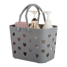 Multipurpose Plastic Storage Basket Portable Shower Caddy With Handle Sturdy Non Deformable Design Stackable Hollow Structure For Bathroom Kitchen Col