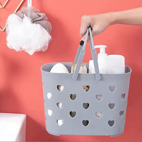 Multipurpose Plastic Storage Basket Portable Shower Caddy With Handle Sturdy Non Deformable Design Stackable Hollow Structure For Bathroom Kitchen Col 2