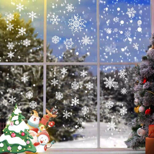 2pack/lot Festive Snowflakes Window Clings Transform Windows For