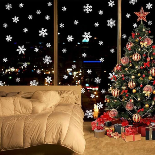 2pack/lot Festive Snowflakes Window Clings Transform Windows For 1